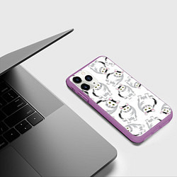 Чехол iPhone 11 Pro матовый КОТИКИ МЕМ МЯУ, цвет: 3D-фиолетовый — фото 2