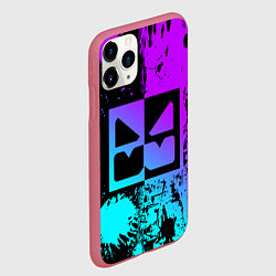 Чехол iPhone 11 Pro матовый GEOMETRY DASH NEON LEVELS SMILE, цвет: 3D-малиновый — фото 2