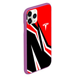 Чехол iPhone 11 Pro матовый TESLA MOTORS RED LINE ТЕСЛА, цвет: 3D-фиолетовый — фото 2