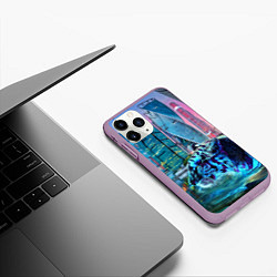 Чехол iPhone 11 Pro матовый Плывущий хищник, цвет: 3D-сиреневый — фото 2
