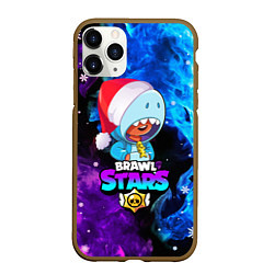 Чехол iPhone 11 Pro матовый LEON SHARK НОВОГОДНИЙ BRAWL STARS НЕОНОВЫЙ ОГОНЬ, цвет: 3D-коричневый