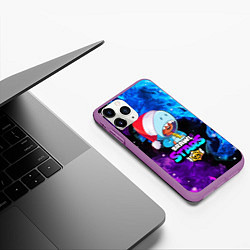 Чехол iPhone 11 Pro матовый LEON SHARK НОВОГОДНИЙ BRAWL STARS НЕОНОВЫЙ ОГОНЬ, цвет: 3D-фиолетовый — фото 2