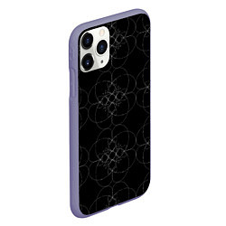 Чехол iPhone 11 Pro матовый Цветочный орнамент белый на черном, цвет: 3D-серый — фото 2