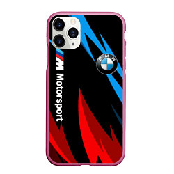 Чехол iPhone 11 Pro матовый BMW Логотип Узор, цвет: 3D-малиновый