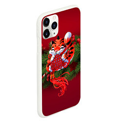 Чехол iPhone 11 Pro матовый Игривый китайский тигр, цвет: 3D-белый — фото 2