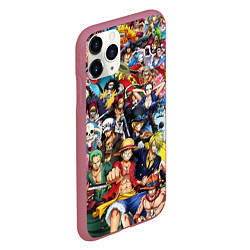 Чехол iPhone 11 Pro матовый ВСЕ ГЕРОИ АНИМЕ ВАН ПИС ALL HEROES ONE PIECE, цвет: 3D-малиновый — фото 2