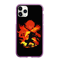 Чехол iPhone 11 Pro матовый DILUC FIRE GENSHIN IMPACT НА СПИНЕ, цвет: 3D-фиолетовый