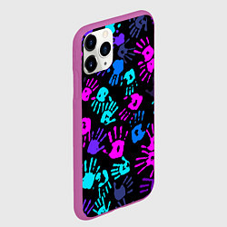 Чехол iPhone 11 Pro матовый Следы неоновых рук, цвет: 3D-фиолетовый — фото 2
