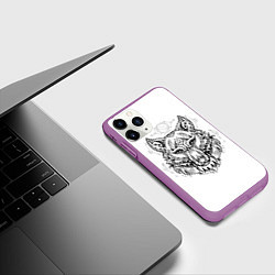 Чехол iPhone 11 Pro матовый Волчий портрет, цвет: 3D-фиолетовый — фото 2