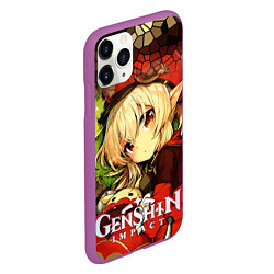 Чехол iPhone 11 Pro матовый Кли - искорка из Genshin Impact, цвет: 3D-фиолетовый — фото 2