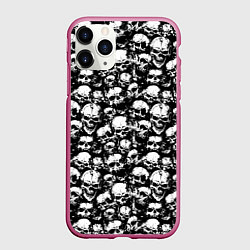 Чехол iPhone 11 Pro матовый Screaming skulls, цвет: 3D-малиновый