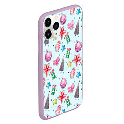 Чехол iPhone 11 Pro матовый Рождество 2022, цвет: 3D-сиреневый — фото 2