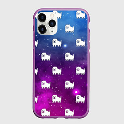 Чехол iPhone 11 Pro матовый UNDERTALE DOGS PATTERN SPACE, цвет: 3D-фиолетовый