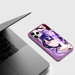 Чехол iPhone 11 Pro матовый СЁГУН РАЙДЕН НЕОНОВАЯ КАТАНА, GENSHIN IMPACT, цвет: 3D-фиолетовый — фото 2