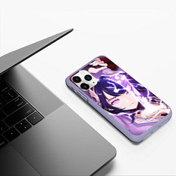 Чехол iPhone 11 Pro матовый СЁГУН РАЙДЕН НЕОНОВАЯ КАТАНА, GENSHIN IMPACT, цвет: 3D-светло-сиреневый — фото 2