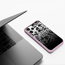 Чехол iPhone 11 Pro матовый GRAFFITI WHITE TAGS ГРАФФИТИ, цвет: 3D-розовый — фото 2