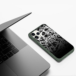 Чехол iPhone 11 Pro матовый GRAFFITI WHITE TAGS ГРАФФИТИ, цвет: 3D-темно-зеленый — фото 2