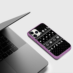 Чехол iPhone 11 Pro матовый НОВОГОДНИЙ СВИТЕР UNDERTALE SANS ЧЁРНЫЙ, цвет: 3D-фиолетовый — фото 2