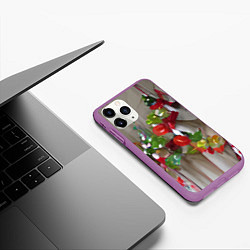 Чехол iPhone 11 Pro матовый Зимние ягоды, цвет: 3D-фиолетовый — фото 2