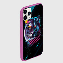 Чехол iPhone 11 Pro матовый Разноцветный тигр, цвет: 3D-фиолетовый — фото 2