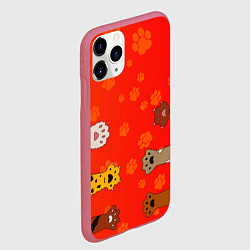Чехол iPhone 11 Pro матовый Котики 3D, цвет: 3D-малиновый — фото 2