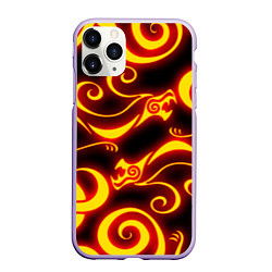 Чехол iPhone 11 Pro матовый ОГНЕННОЕ ТАТУ ДРАКЕНА DRAKEN FIRE TATTOO, цвет: 3D-светло-сиреневый