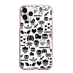 Чехол iPhone 11 Pro матовый UNDERTALE WHITE PATTERN, цвет: 3D-розовый