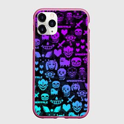 Чехол iPhone 11 Pro матовый UNDERTALE NEON PATTERN УЗОР, цвет: 3D-малиновый
