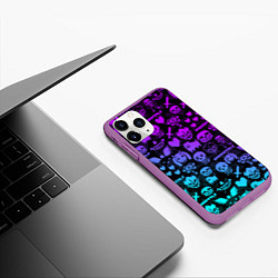 Чехол iPhone 11 Pro матовый UNDERTALE NEON PATTERN УЗОР, цвет: 3D-фиолетовый — фото 2