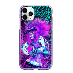 Чехол iPhone 11 Pro матовый KDA NEON DRAGON LEAGUE OF LEGENDS, НЕОНОВЫЕ БРЫЗГИ, цвет: 3D-светло-сиреневый