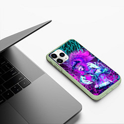 Чехол iPhone 11 Pro матовый KDA NEON DRAGON LEAGUE OF LEGENDS, НЕОНОВЫЕ БРЫЗГИ, цвет: 3D-салатовый — фото 2