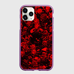 Чехол iPhone 11 Pro матовый DOTA 2 HEROES RED PATTERN ДОТА 2, цвет: 3D-фиолетовый