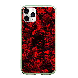Чехол iPhone 11 Pro матовый DOTA 2 HEROES RED PATTERN ДОТА 2, цвет: 3D-салатовый