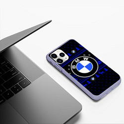 Чехол iPhone 11 Pro матовый НОВОГОДНИЙ СВИТЕР БМВ ЧЕРНО СИНИЙ, цвет: 3D-светло-сиреневый — фото 2