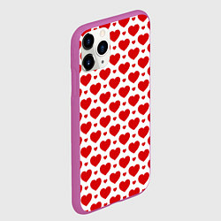 Чехол iPhone 11 Pro матовый Сердечки - любовь, цвет: 3D-фиолетовый — фото 2