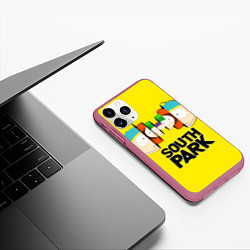 Чехол iPhone 11 Pro матовый South Park - Южный парк персонажи, цвет: 3D-малиновый — фото 2