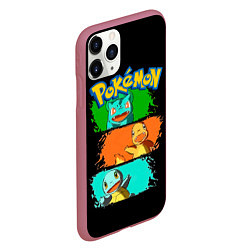 Чехол iPhone 11 Pro матовый Стартовые покемоны - Pokemon, цвет: 3D-малиновый — фото 2