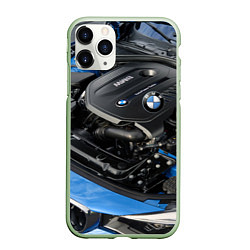 Чехол iPhone 11 Pro матовый BMW Engine Twin Power Turbo, цвет: 3D-салатовый