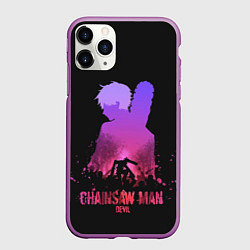 Чехол iPhone 11 Pro матовый Chainsaw Man Дэндзи, цвет: 3D-фиолетовый