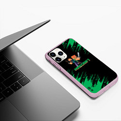 Чехол iPhone 11 Pro матовый Minecraft выживание, цвет: 3D-розовый — фото 2