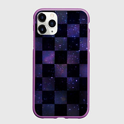 Чехол iPhone 11 Pro матовый Space Neon Chessboard, цвет: 3D-фиолетовый