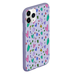 Чехол iPhone 11 Pro матовый Сиреневые сердечки, цвет: 3D-серый — фото 2