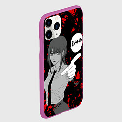 Чехол iPhone 11 Pro матовый Человек Бензопила Макима Стреляет Bang, цвет: 3D-фиолетовый — фото 2