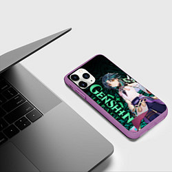 Чехол iPhone 11 Pro матовый XIAO GENSHIN IMPACT АНЕМО, цвет: 3D-фиолетовый — фото 2