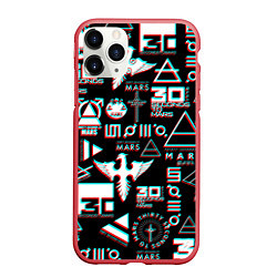 Чехол iPhone 11 Pro матовый 30 Seconds to Mars - Glitch, цвет: 3D-красный