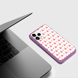 Чехол iPhone 11 Pro матовый Серп и Молот СССР на белом фоне, цвет: 3D-фиолетовый — фото 2