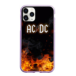 Чехол iPhone 11 Pro матовый ACDC - Fire, цвет: 3D-сиреневый
