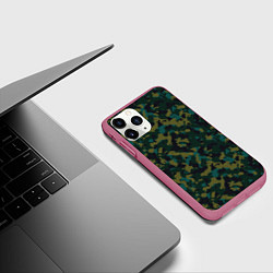 Чехол iPhone 11 Pro матовый Модный камуфляж с холстовой сеткой, цвет: 3D-малиновый — фото 2