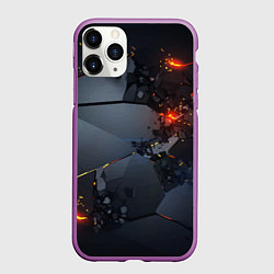 Чехол iPhone 11 Pro матовый НЕОНОВЫЙ ВЗРЫВ ПЛИТЫ, ОБЛОМКИ NEON EXPLOSION, цвет: 3D-фиолетовый