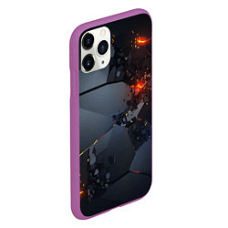 Чехол iPhone 11 Pro матовый НЕОНОВЫЙ ВЗРЫВ ПЛИТЫ, ОБЛОМКИ NEON EXPLOSION, цвет: 3D-фиолетовый — фото 2